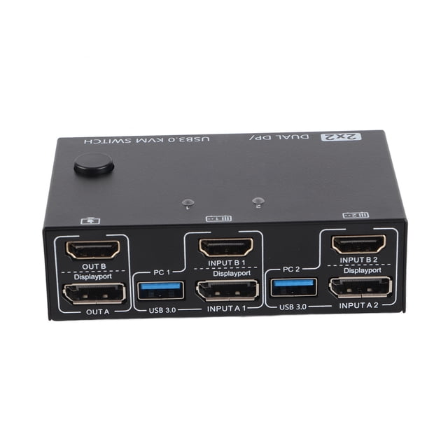 USB KVM Switch, Plug and Play Double Mode Prend en Charge 4K 60Hz Double Moniteur KVM Switch Double Affichage Support pour l'Enseignement de la Performance