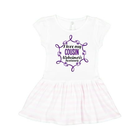 

Inktastic I Love My Cousin Alzheimer s Awareness with Purple Hearts Gift Toddler Girl Dress