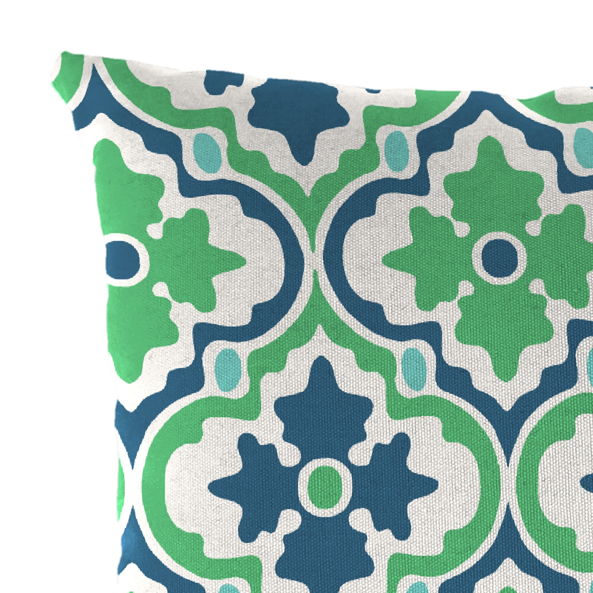Jordan Manufacturing 12" x 18" Vesey Sea Mist Blue and Green Quatrefoil Rectangular Outdoor Lumbar Throw Pillow (2 Pack)
