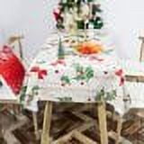 Ray Star Vinyl Christmas Tablecloth Rectangle 52x90 inch with Flannel Backed for 4 Foot Tables, Plastic Red and Green, Waterproof and Oilproof