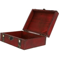 Pruboru Vintage Keepsake Box, Vintage Wood Sundries Storage Box, Retro Red Wood Storage, Chest Metal Lock Jewelry, Decorative Chinese Style Box for Accessories (1PC)