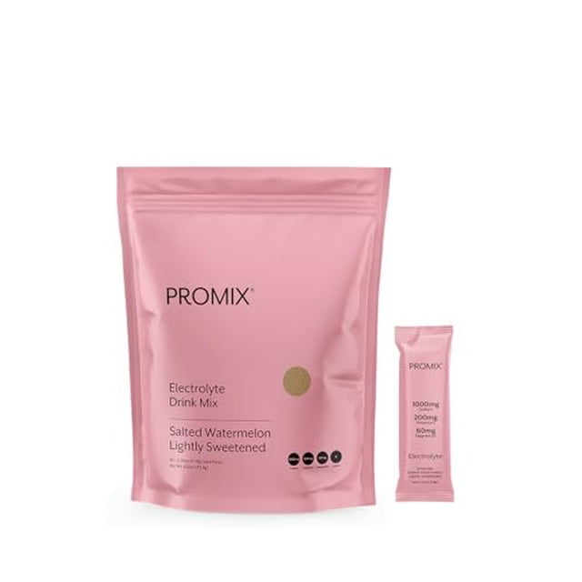 ProMix Nutrition Paquetes de hidratación en polvo con electrolitos, sal rosa del Himalaya, magnesio, potasio, vitamina C, sandía salada, ligeramente endulzada, 30 porciones (paquete de 30)