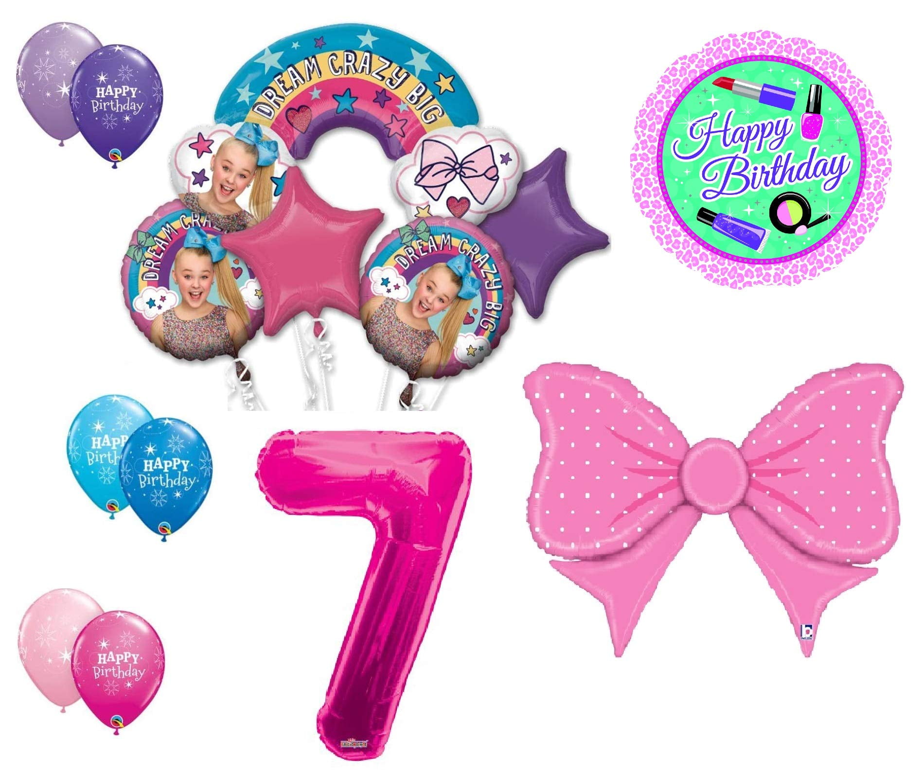 Jojo Siwa 7th "7" Pink Bow Happy Birthday Party Dream Crazy Decoration