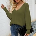 thumbnail image 2 of Loose Knit Jumper, Fashion Soft Fabric V Neck Knit Sweater Oversized Comfortable Off Shoulder  For Autumn Winter ANGGREK Verde L, 2 of 8