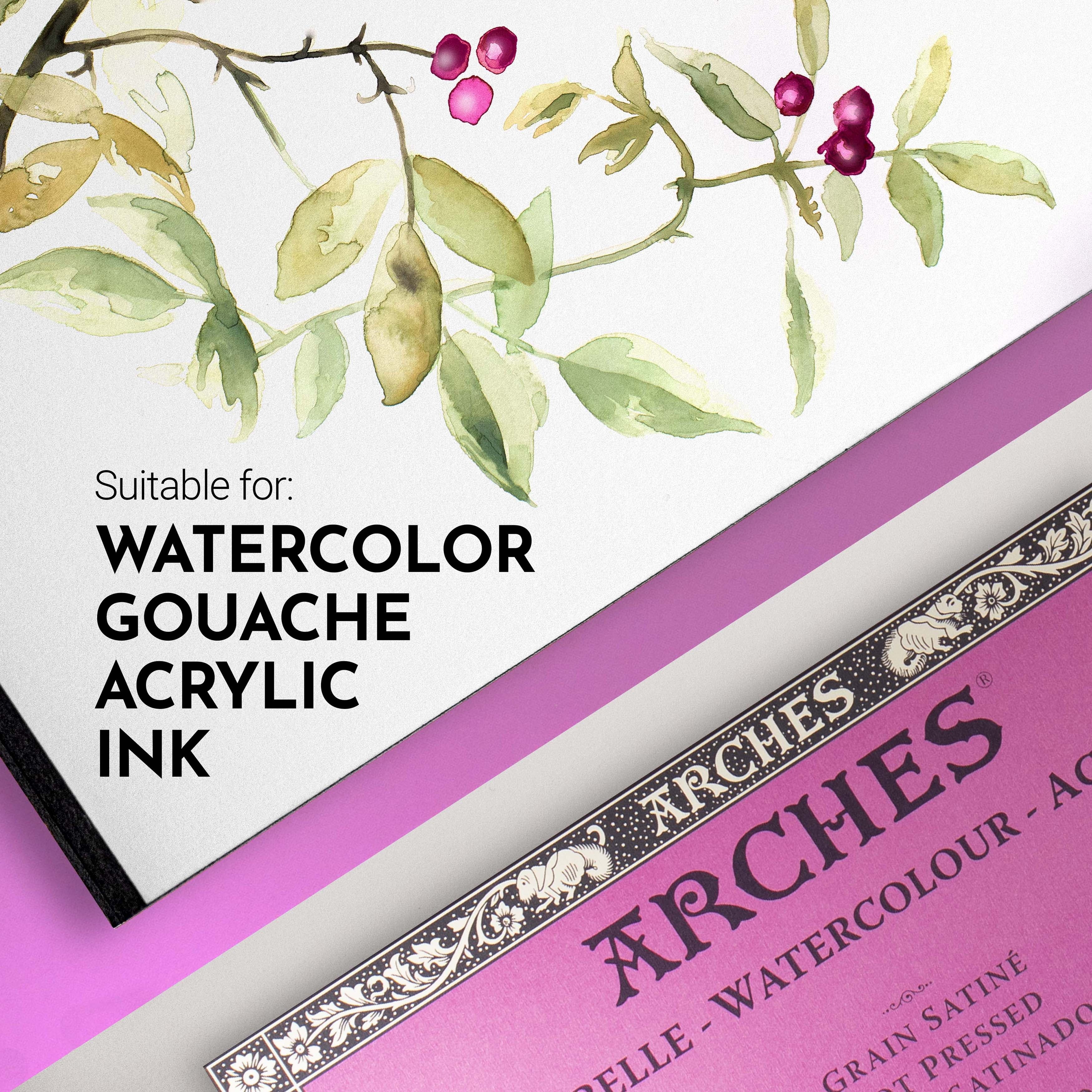 Arches Watercolor Paper Block, Hot Press, 3.9" x 9.8", 140 Pound