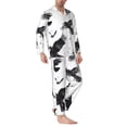 thumbnail image 2 of Lsque Monochrome Flying Ravens Pattern Long Sleeve Pajama Set for Men - Soft 2-Piece Sleepwear and Loungewear Set with Pockets, Comfy Nightwear-Large, 2 of 7
