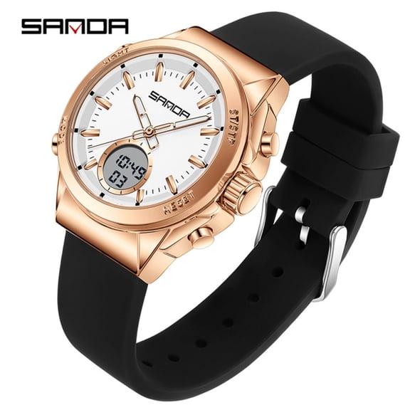Explojoy Dual Display Digital Watch – Waterproof, Alarm, Stopwatch, Affordable Unisex Silicone Strap