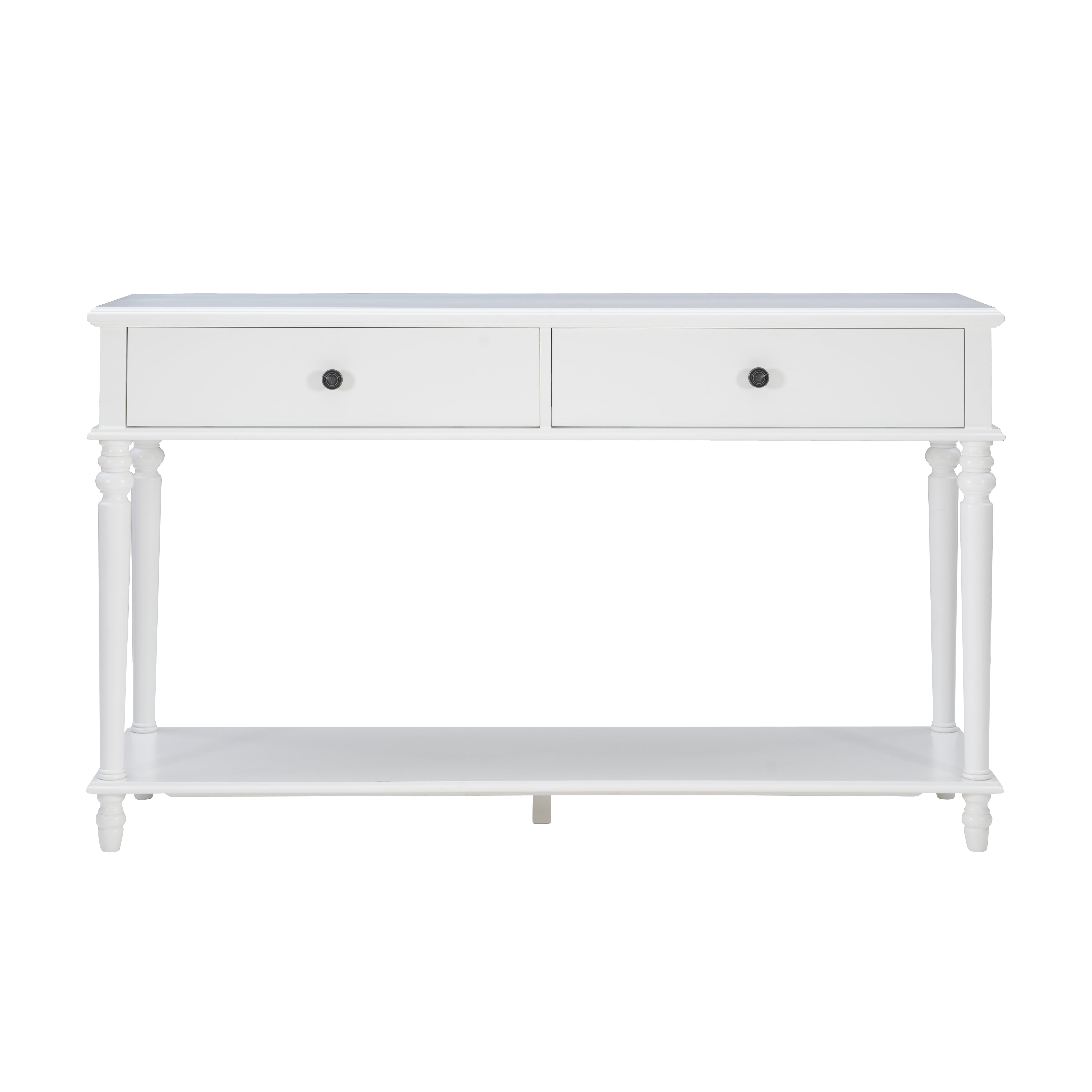 Powell Victoria 2-Drawer Wood Indoor Console Table with Shelf, White