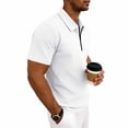 thumbnail image 7 of Waffle Polos Shirts for Adult Men 1/4 Zip Short Sleeve Casual Golf T-Shirt Slim Fit Quarter Zipper Pullover Summer Soft and Breathable Tee Shirts Solid Color Plain Lapel Sport Tops, 7 of 7