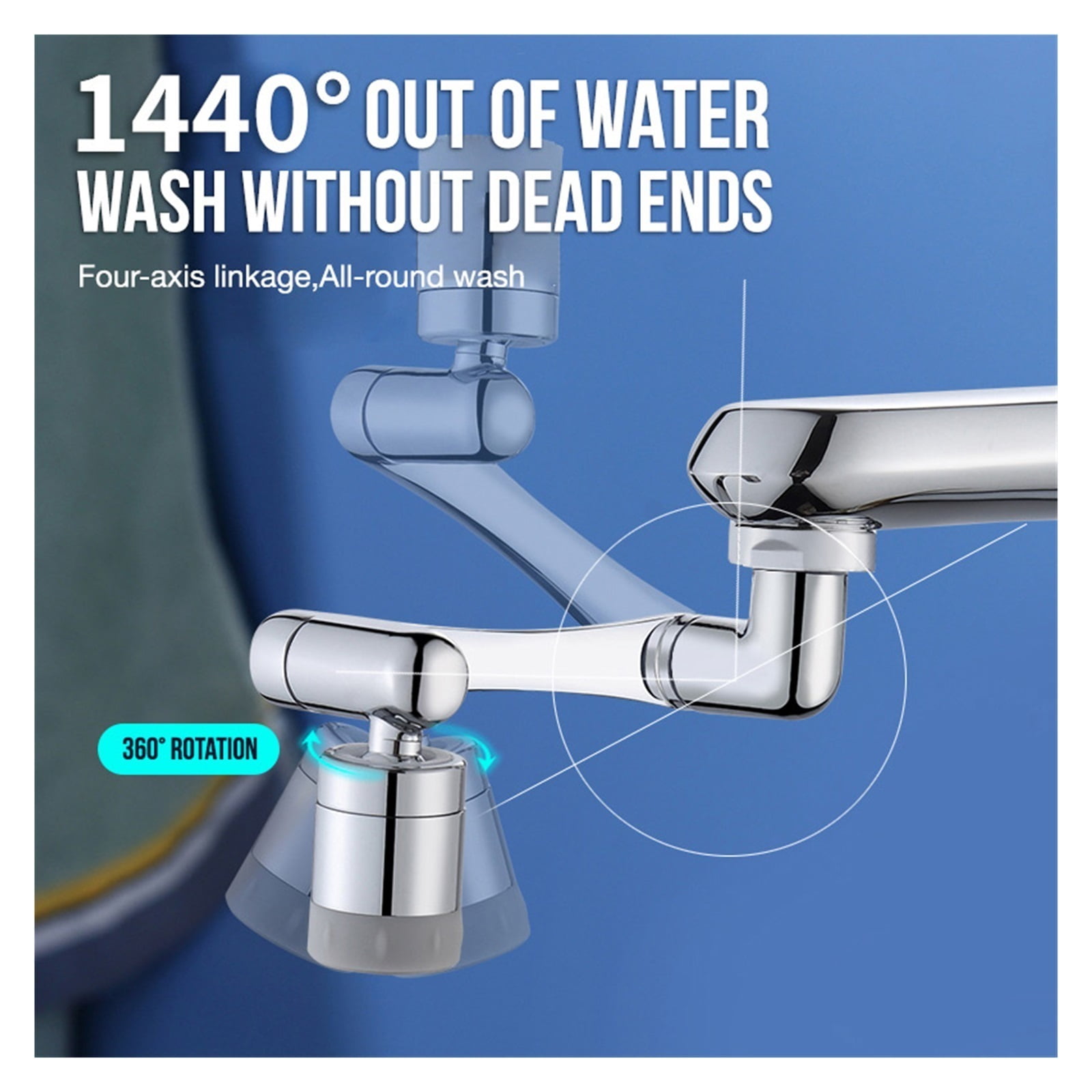 Universal 1440° Rotatable Faucet Aerator Extender Plastic Splash Filter Faucets Bubbler Nozzle Robotic Arm For Kitchen Bathroom ,Durable Material