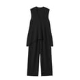thumbnail image 4 of BUIGTTKLOP Cotton Linen 2 Piece Sets for Women V Neck Sleeveless Tops High Waisted Pants with Pockets Summer Outfits, 4 of 6