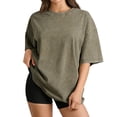thumbnail image 2 of Womens Summer Tops Short Sleeve Crewneck Loose Fit T Shirts for Women Oversized Casual Basic Tee Street Fashion, 2 of 5