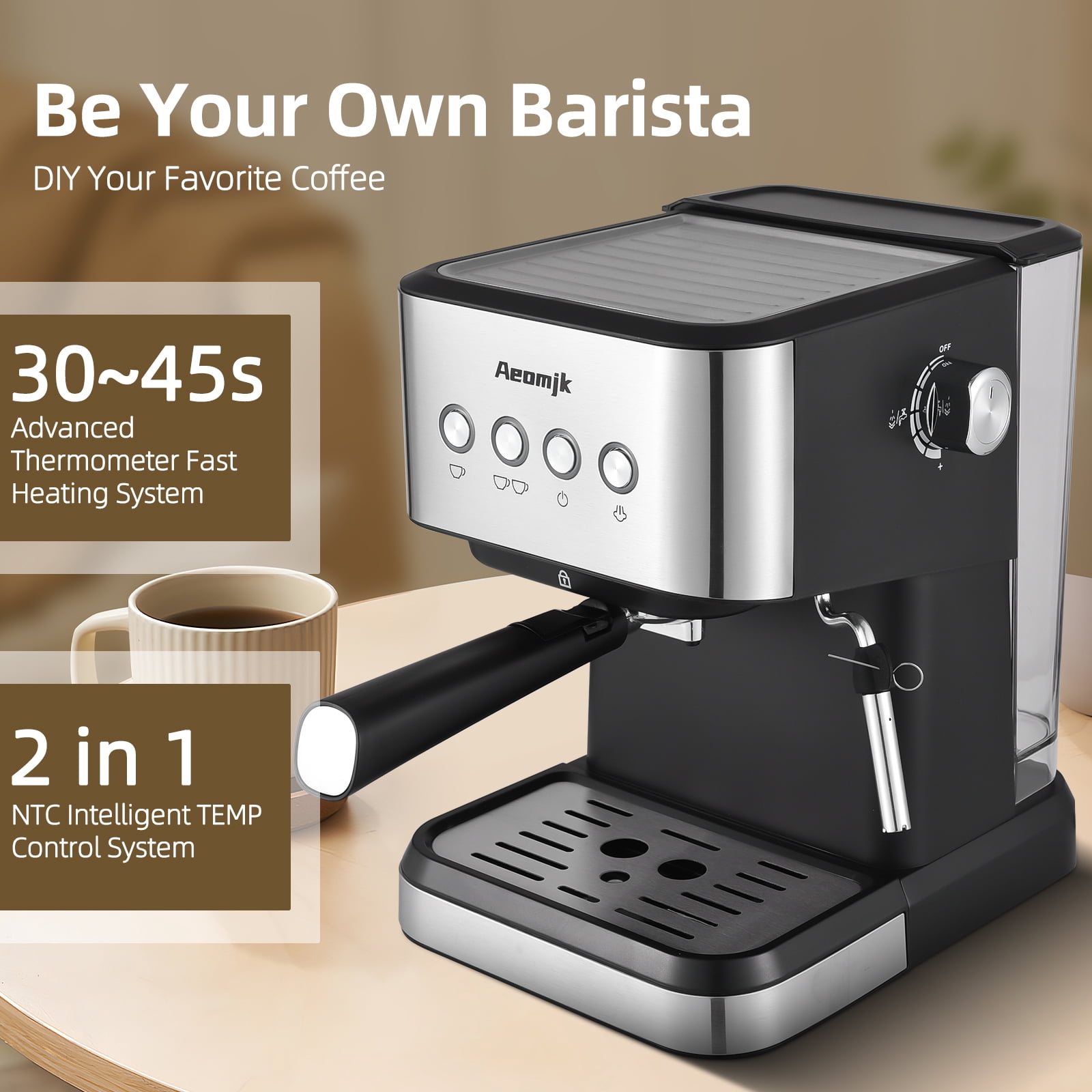 Coffee Maker,1.5l Water /coffee Water /coffee Spoon / 1.5l Water Wand / 15 Bar Espresso Bar Espresso 1050w Coffee Maker Wand / 1.5l Coffee With Cappuccino/la Buzhi Siuke Dsfen