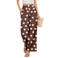 thumbnail image 2 of Wide Leg Pants for Women BWASD Casual Cute Polka Dot Flowy Elastic High Waisted Palazzo Pant Trousers With Pockets Fashion Clothes Summer Beach Vacation Wear (Brown,3XL), 2 of 8