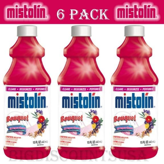 6 Pack Mistolin General All Purpose Cleaning Solution Kit Bouquet Scent 15 fl oz