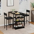 thumbnail image 1 of Bingirl Kitchen Table Set, Dining Table and Chairs for 2, 3 Piece Dining Room Table Set with 2 Upholstered Chairs for Small Spaces, Apartment, Breakfast, Pub, Rustic Black, 1 of 5