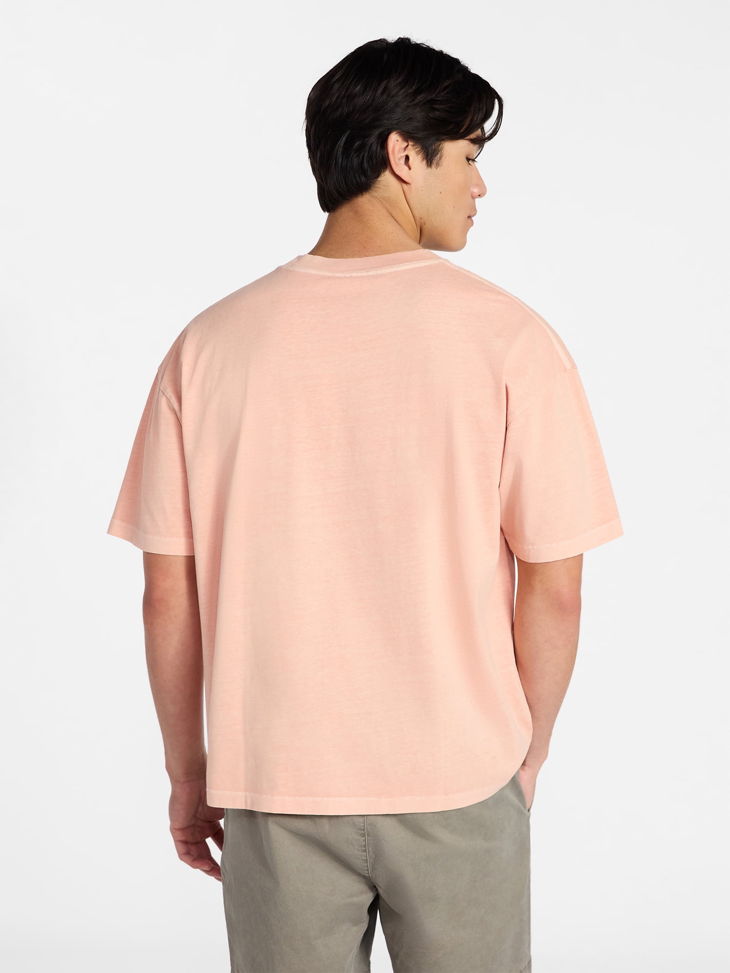 No Boundaries Men's Oversized Boxy Tee with Short Sleeves, XS-4XLT