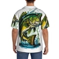 thumbnail image 3 of Logiee Big bass fish Print Men's Button Down Shirts Short Sleeve, Summer Beach Shirts,Vacation Wedding Shirts,Men's Casual Button-Down Shirts with Pocket-Small, 3 of 5