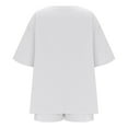 thumbnail image 6 of Atogsazn Womens Oversized Linen 2 Piece Set Plus Size V Neck Short Sleeve Blouse Shorts Outfit Fashion White XL, 6 of 8