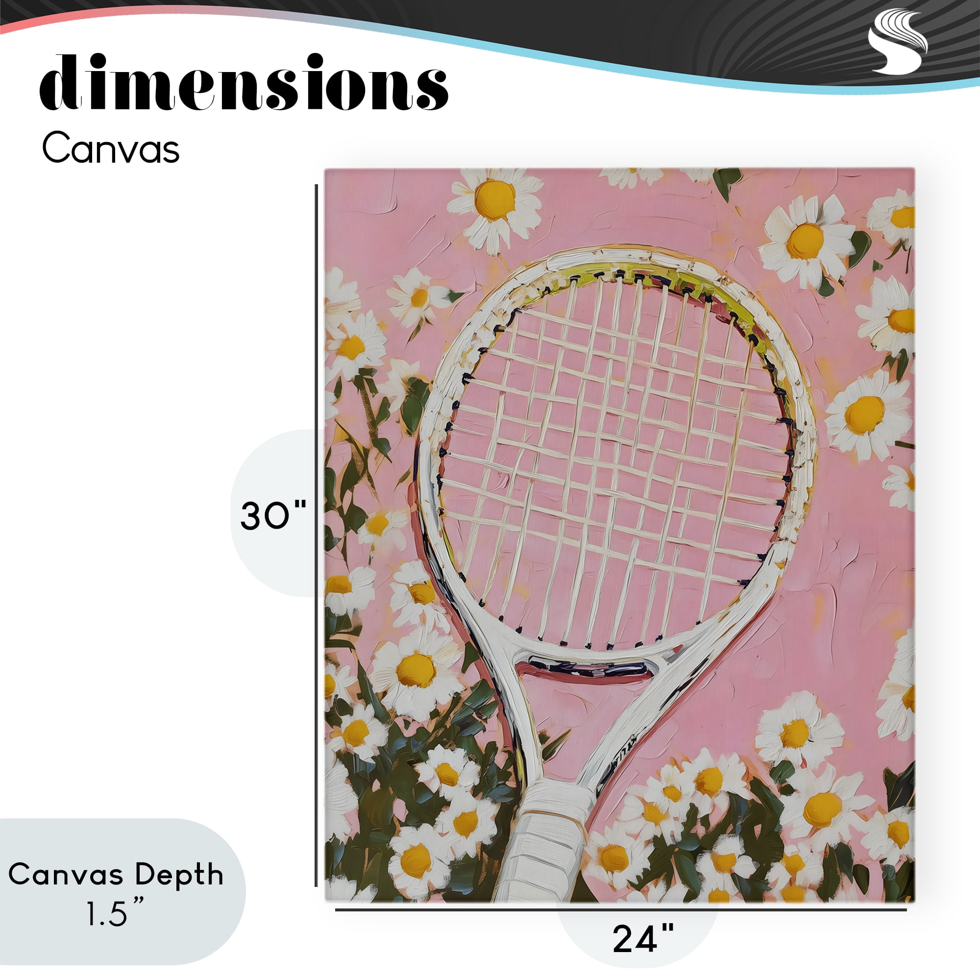 Stupell Industries Pink Tennis Racket & Daisies Canvas Wall Art, design by LSR Design Studio