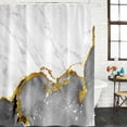 thumbnail image 2 of Gray Gold Marble Shower Curtain, Waterproof Shower Curtains for Bathroom, Modern Abstract Marble Crack Texture Washable Fabric Bathtub Curtain Set Bath Decor with 12 Hooks Long 72"x84", 2 of 8