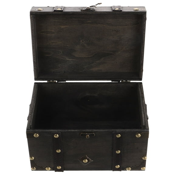 DECOMELODY Wooden Lockable Box Dark Grey Toy Storage Home Decor 1Pack 8.5X5.7X5.3In