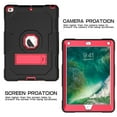 thumbnail image 3 of Dteck iPad 6th Generation Case with PET Screen Protector, Kids Case For iPad 5th Gen with Pencil Holder, Heavy Duty Rugged Dropproof Shockproof Case Kickstand Protective Cover, Black+Rose, 3 of 8