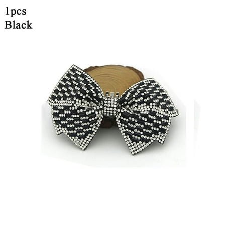 

1 Pcs Women Lady High Heels Manual Bead DIY Shoes Accessories Shoe Buckles Bow Shoe Clips Crystal Rhinestones BLACK 1PCS