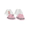 thumbnail image 2 of RUINIXCW Toddler Girl Birthday Outfit Long Sleeve T-Shirt and Layered Tulle Skirt, 2 of 9
