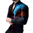 thumbnail image 3 of Camisa hawaiana de manga larga para hombre, camisa social de playa 2024, forro de alta gama para hombre, camisa estampada en 3D, clase de oposición en blanco y negro, 3 of 5