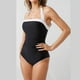 thumbnail image 1 of Trajes de baño de una pieza para mujer, traje de baño de bikini con tirantes y espalda descubierta de color liso para mujer, 1 of 8