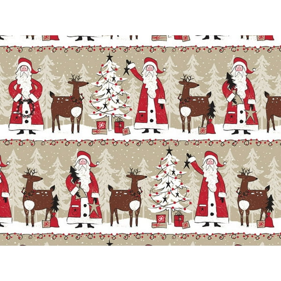 Pack Of 1, Woodland Santa 24" X 85' (Kraft) Roll Christmas Premium Gift Wrap Papers For 40-50 Gifts Made In USA
