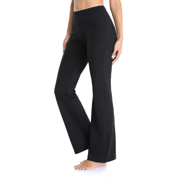 4-Pockets Soft Bootcut Yoga Pants Women High Waist Workout Ladies