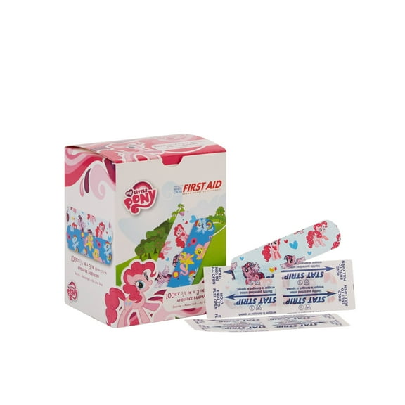 American White Cross Stat Strip Adhesive Strip for Kids, My Little Pony, 100 Count, 12 Packs, 1200 Total