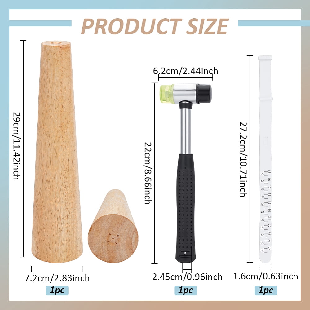 Bracelets DIY Kits Iron Hammer with Rubber Handle Wooden Bracelet Sizing Bangle Mandrel Plastic Wrist Sizer for Jewelry Craft Making Mixed Color