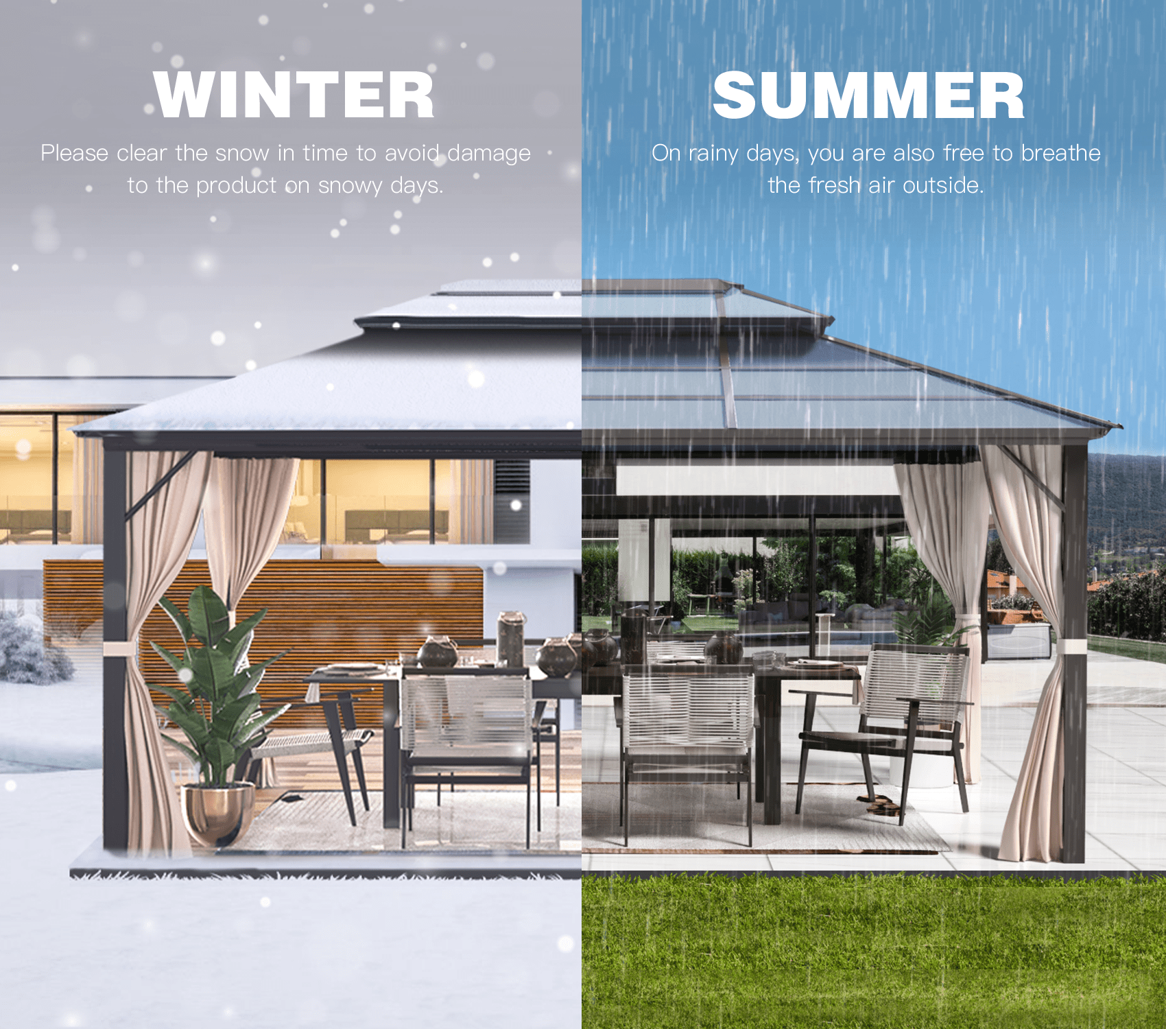 EROMMY 10'x13' Hardtop Gazebo with Polycarbonate Double Roof and Aluminum Frame for Garden, Patio, Lawns