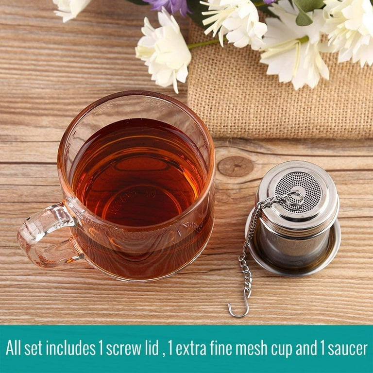 House Again Tea Infuser, Extra Fine Mesh Tea Strainers for Loose Tea, 18/8  Stainless Steel Tea Strainer with Extended Chain Hook, Tea Steeper for Brew