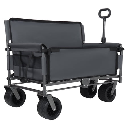 ChenyueFurn 180L 500lbs Capacity Wagon Cart with 3-in-1 Convertible Folding Heavy-Duty Bench Seat and Storage All-Terrain Wheels