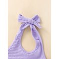 thumbnail image 4 of hirigin Toddler Girls Summer Outfit Sets Purple Hanging Neck Tank Tops + Plaid PP Shorts, 4 of 9