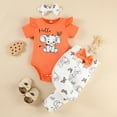 thumbnail image 2 of Toddler Kids Outfit Sets Headband Elephant Print Bodysuit And Bow Pants Set Kids Boys Girls Trendy Comfortable Outfits Sets，3Piece，9 -12 Months, 2 of 8