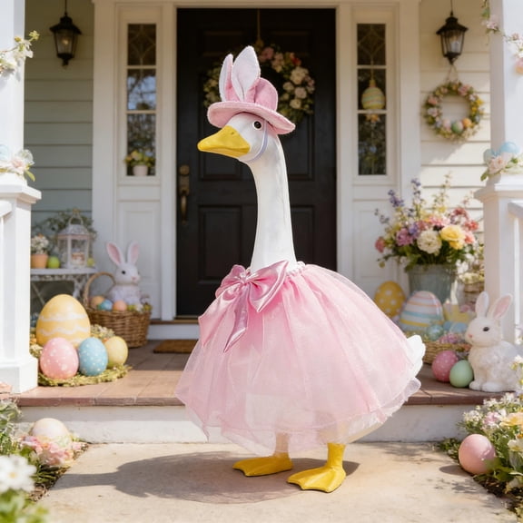Easter Goose Outfits for Porch Goose, Porch Goose Summer Outfit, Porch Goose Outfits Spring Goose Outfit for Outdoor Garden Yard Patio Statue