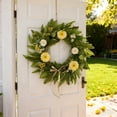 thumbnail image 5 of 3D 22 Inch Led Lighted Artificial Daisy Wreath B - Led Lights, Greenery Fern Leaves, 3D Design, Home Decor Door Hanging - Spring Summer Home Decor, Living Room Bedroom Entrance, 5 of 7