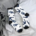 thumbnail image 5 of Vsdgher Navy Blue Anchor Crew Socks for Men & Women, Breathable Casual Athletic Ankle Socks, 5 of 6