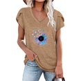 thumbnail image 2 of Blusa informal con estampado de manga corta y cuello en V de verano para mujer con estilo OAVQHLG3B Store  lin121212, 2 of 4