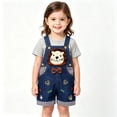 thumbnail image 2 of FSYBOA Girls Denim Overalls Size 12Months-3T, Adjustable Shoulder Straps Casual Summer Above the Knee Kids Jeans Jumpsuit Blue, 2 of 6