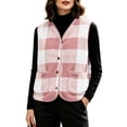 thumbnail image 5 of Cmfcve Women's Plus Size Plaid Fleece Vest Button Down Sleeveless Warm Jackets Fall Winter Casual Outerwear, 5 of 6