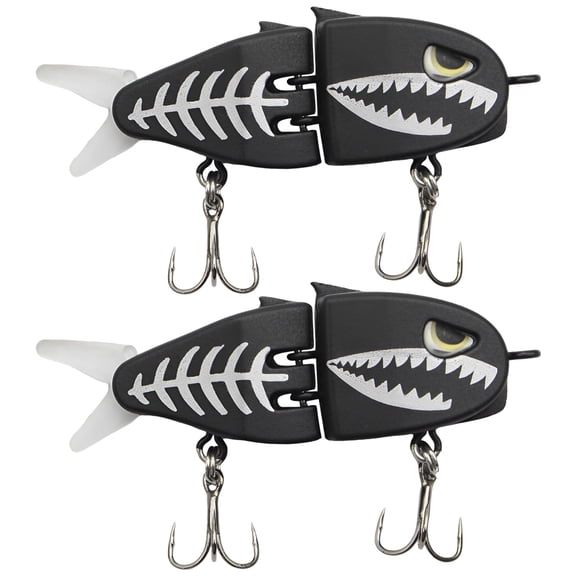 2 Pcs Fishing Lures, 2.4 in / 6 cm 0.24 oz / 6.8 g Micro Jointed Swimbait with Realistic Appearance, Linked Joints, Carbon Steel Treble Hooks, Soft Tail for Fresh Saltwater Bass Fishing