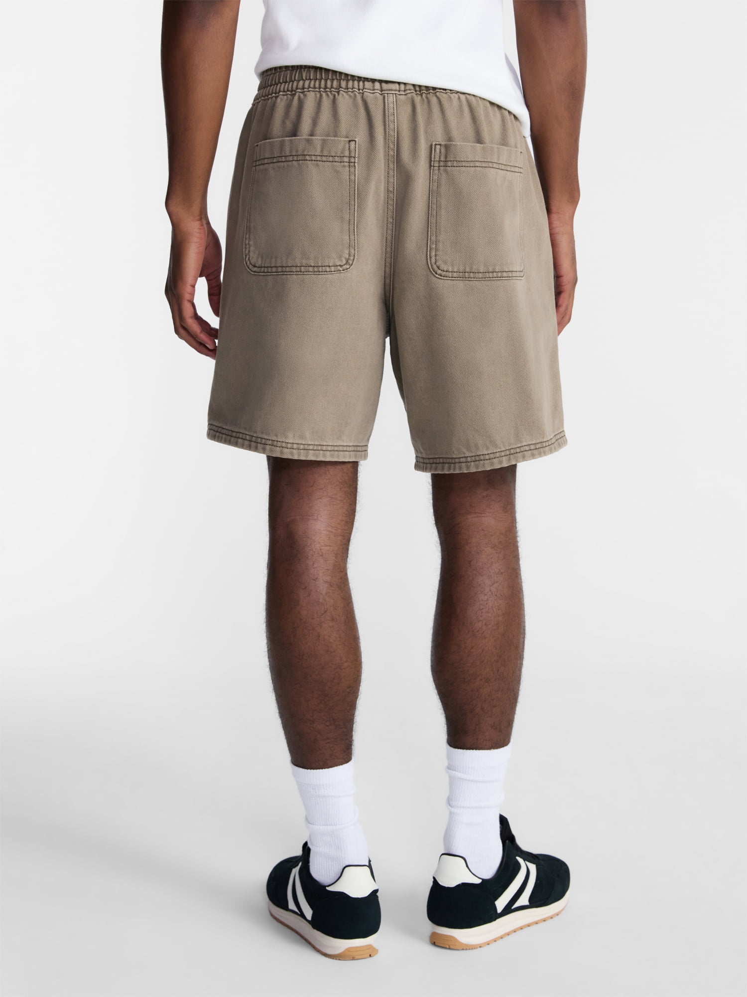No Boundaries Denim Shorts with Elastic Waist, 100% Cotton, 7" Inseam, Men's XS-5XL