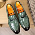 thumbnail image 5 of Mens Leather Dress Shoes Casual Comfort Loafers Fashion Classic Business Shoes Non-slip Breathable Driving Shoes Green 11.5 US, 5 of 7
