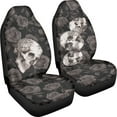 thumbnail image 3 of Binienty Gothic Floral Skull Car Seat Covers Set Of 2 Elastic Fabric Front Bucket Seat Covers Halloween Stretch Seats Protector Universal Fit Car Interior Decor, 3 of 8